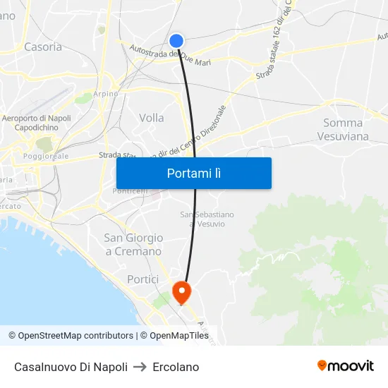 Casalnuovo Di Napoli to Ercolano map