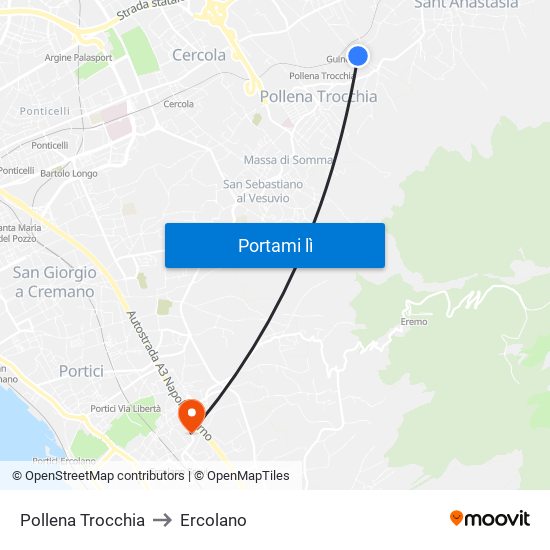 Pollena Trocchia to Ercolano map