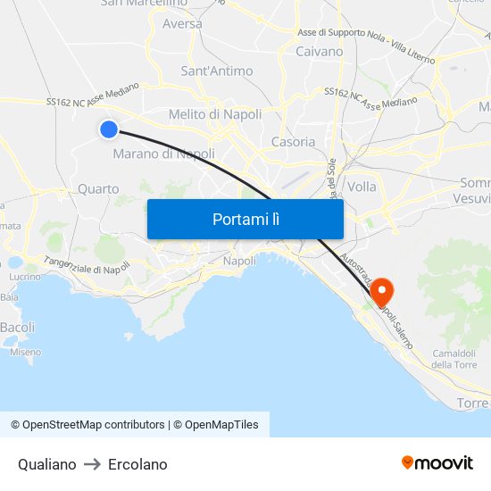 Qualiano to Ercolano map