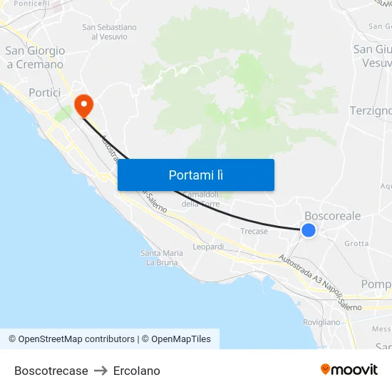 Boscotrecase to Ercolano map
