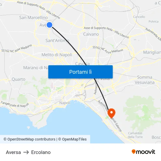 Aversa to Ercolano map