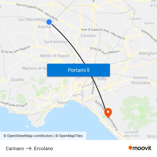 Carinaro to Ercolano map