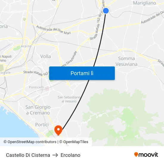 Castello Di Cisterna to Ercolano map