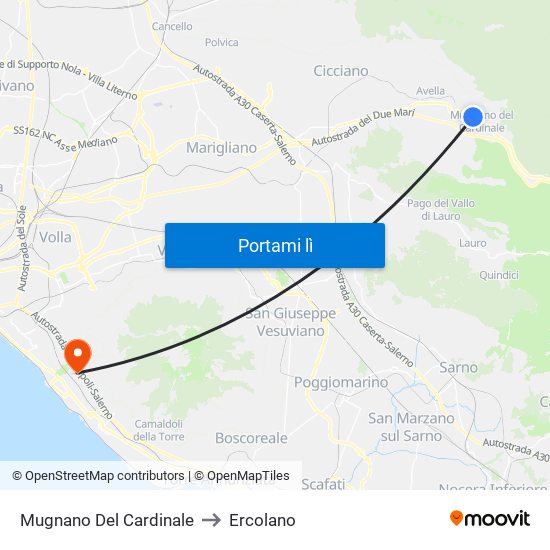 Mugnano Del Cardinale to Ercolano map