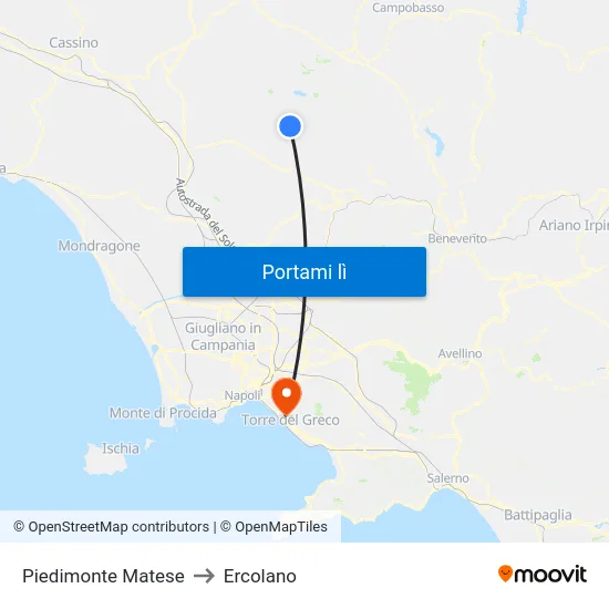 Piedimonte Matese to Ercolano map
