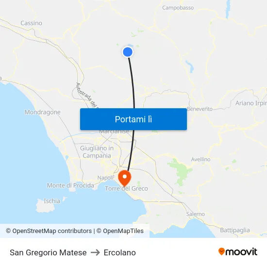 San Gregorio Matese to Ercolano map