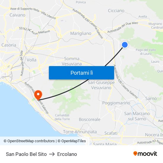 San Paolo Bel Sito to Ercolano map