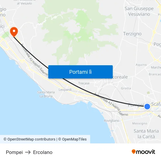 Pompei to Ercolano map