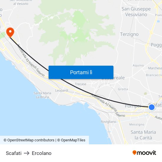 Scafati to Ercolano map