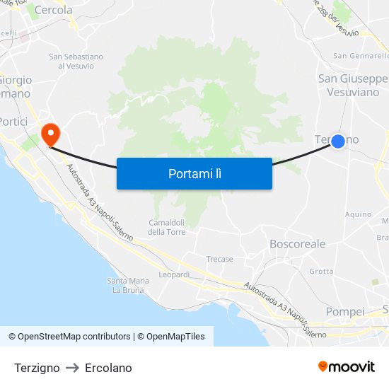 Terzigno to Ercolano map