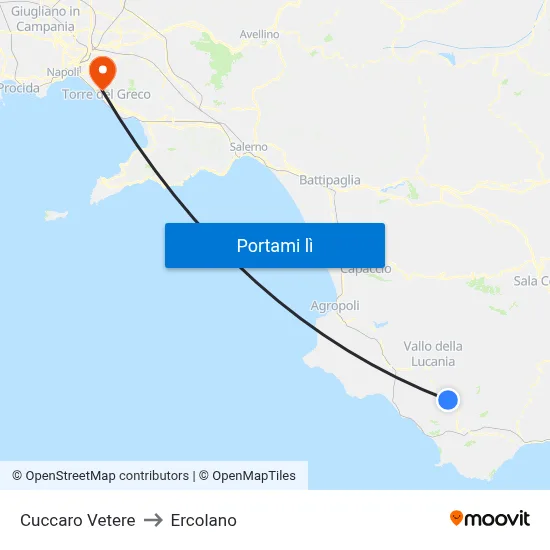Cuccaro Vetere to Ercolano map