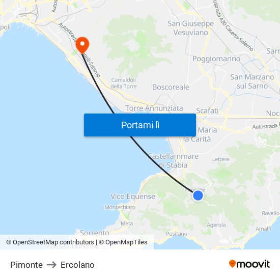 Pimonte to Ercolano map