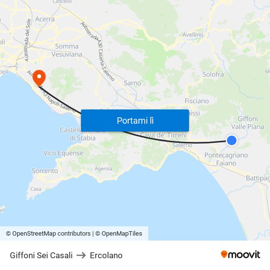 Giffoni Sei Casali to Ercolano map