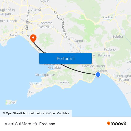 Vietri Sul Mare to Ercolano map