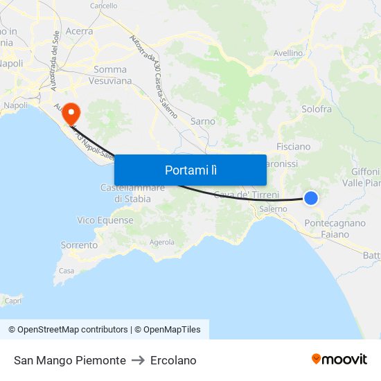San Mango Piemonte to Ercolano map