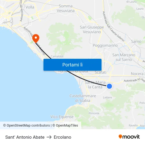 Sant' Antonio Abate to Ercolano map