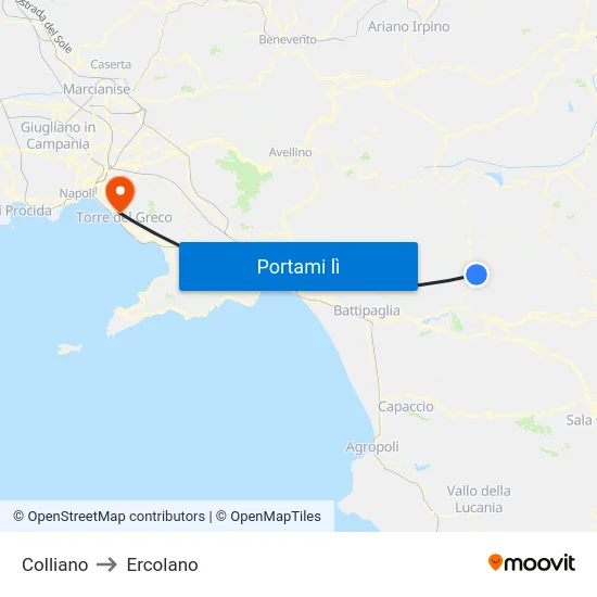 Colliano to Ercolano map