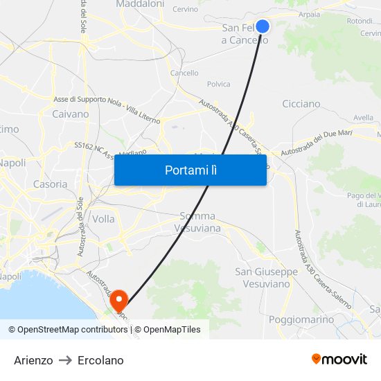 Arienzo to Ercolano map