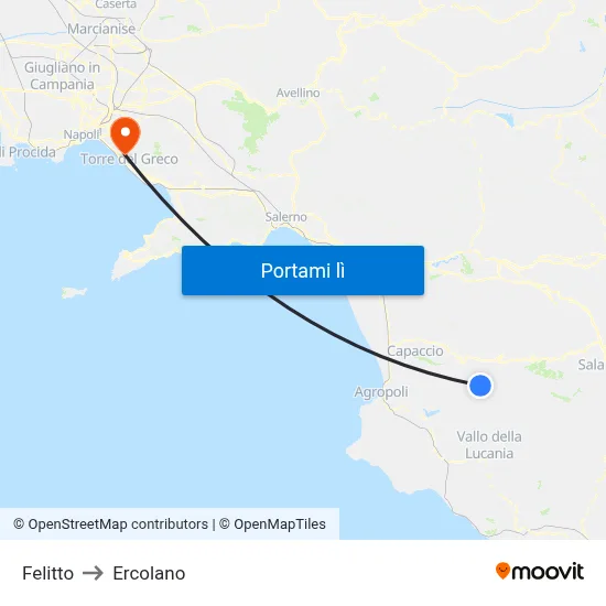Felitto to Ercolano map