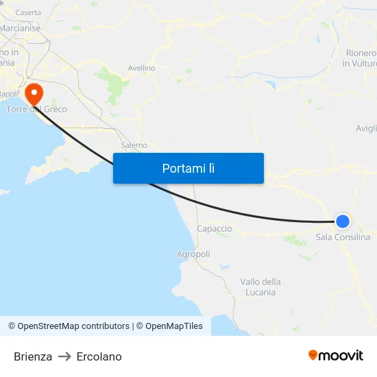 Brienza to Ercolano map