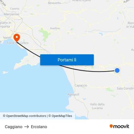 Caggiano to Ercolano map