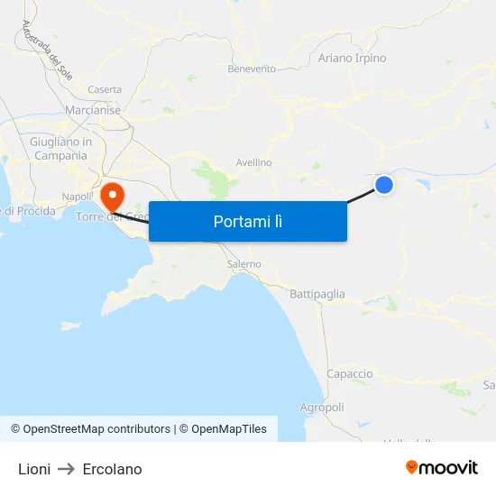 Lioni to Ercolano map