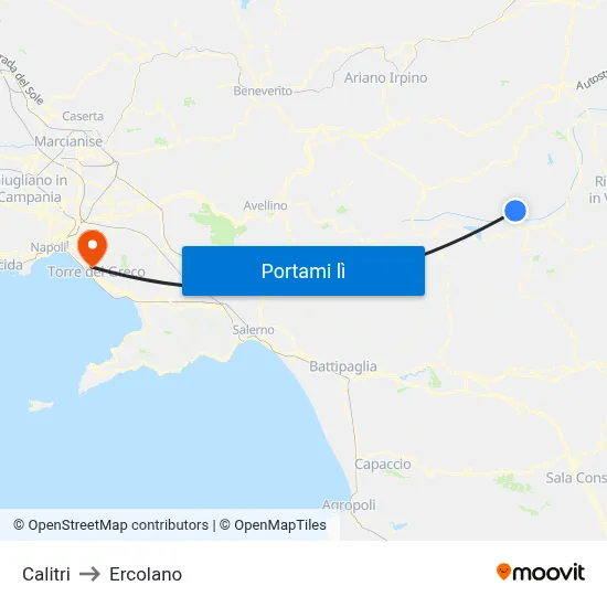 Calitri to Ercolano map