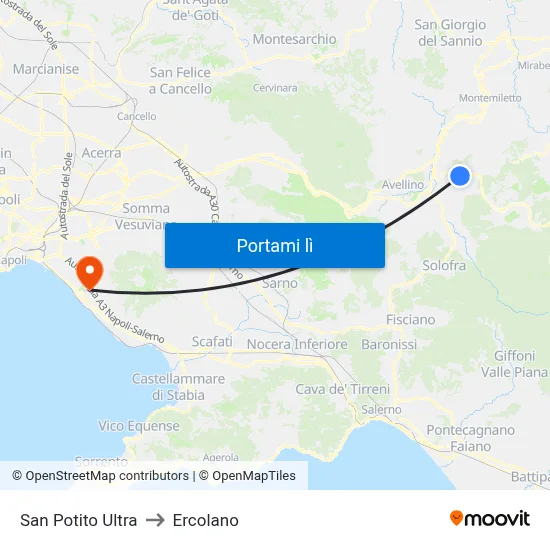 San Potito Ultra to Ercolano map