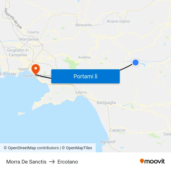Morra De Sanctis to Ercolano map