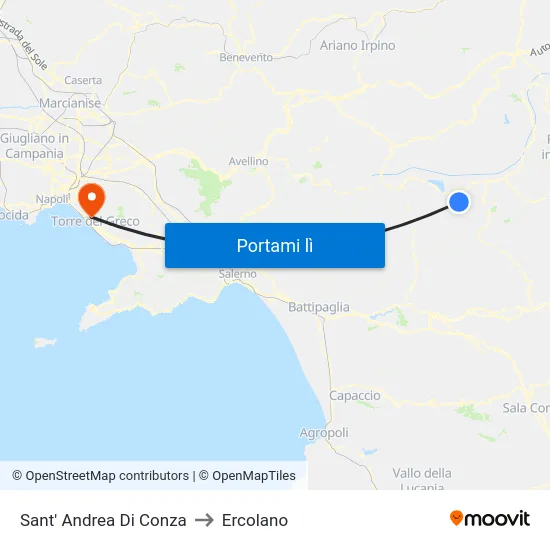 Sant' Andrea Di Conza to Ercolano map