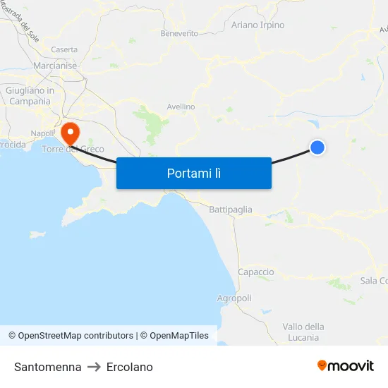 Santomenna to Ercolano map