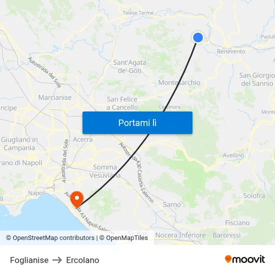 Foglianise to Ercolano map