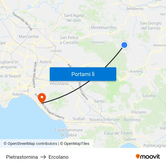 Pietrastornina to Ercolano map