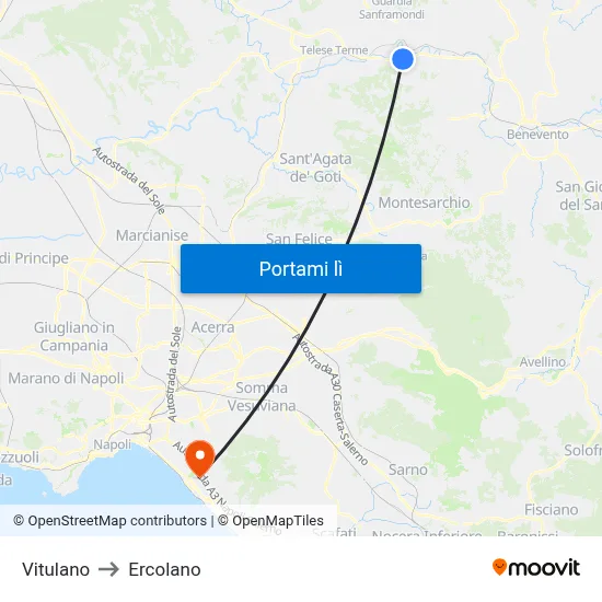Vitulano to Ercolano map
