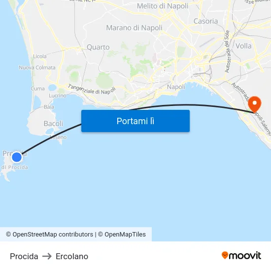 Procida to Ercolano map