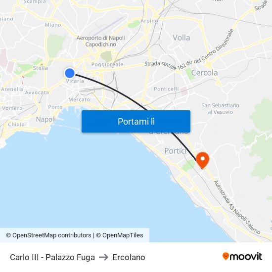 Carlo III - Palazzo Fuga to Ercolano map