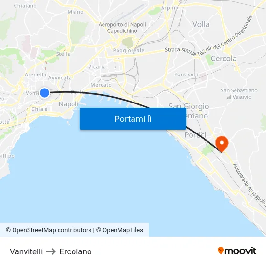 Vanvitelli to Ercolano map