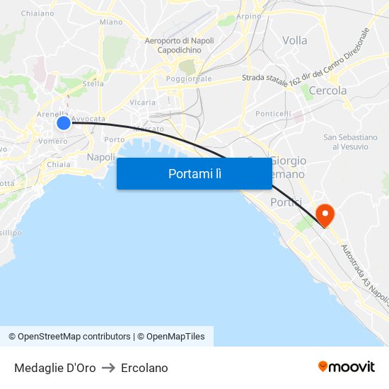 Medaglie D'Oro to Ercolano map