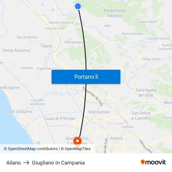 Ailano to Giugliano In Campania map