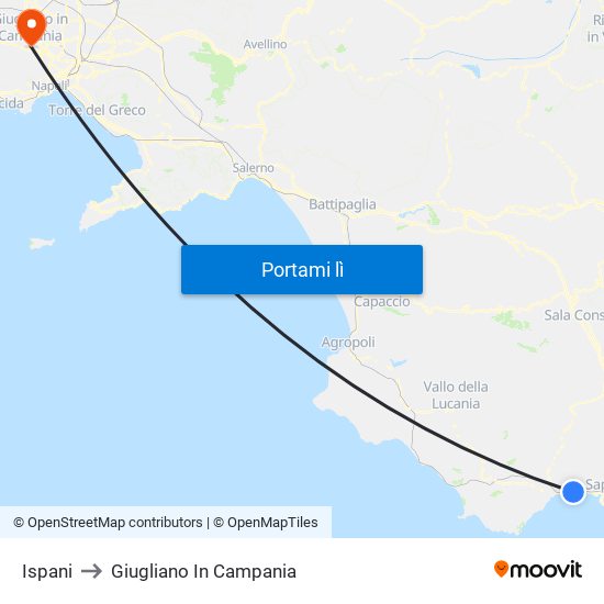 Ispani to Giugliano In Campania map