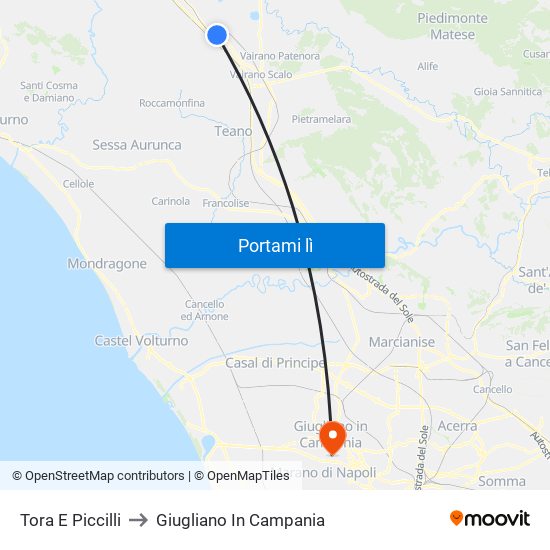 Tora E Piccilli to Giugliano In Campania map