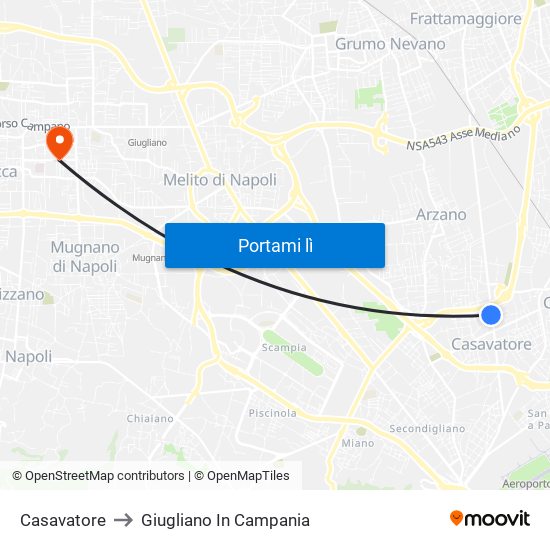 Casavatore to Giugliano In Campania map