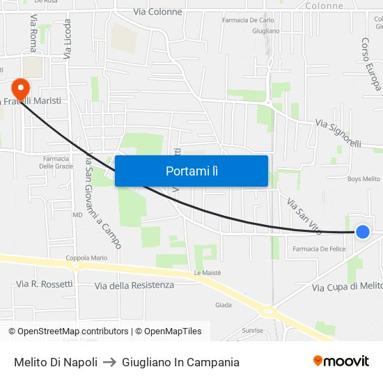 Melito Di Napoli to Giugliano In Campania map