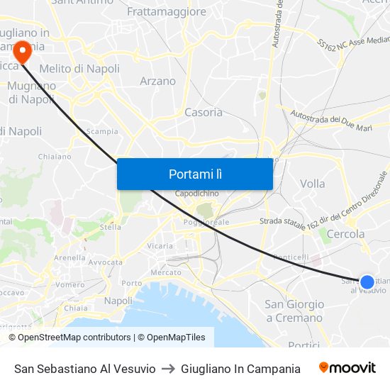 San Sebastiano Al Vesuvio to Giugliano In Campania map