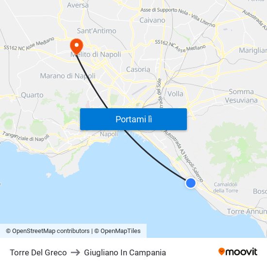 Torre Del Greco to Giugliano In Campania map