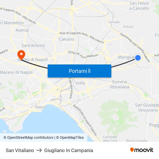 San Vitaliano to Giugliano In Campania map