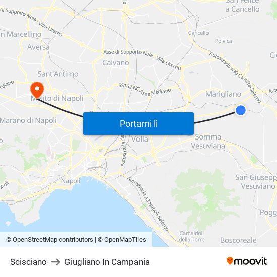 Scisciano to Giugliano In Campania map