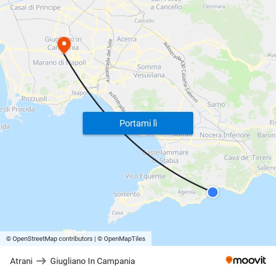 Atrani to Giugliano In Campania map