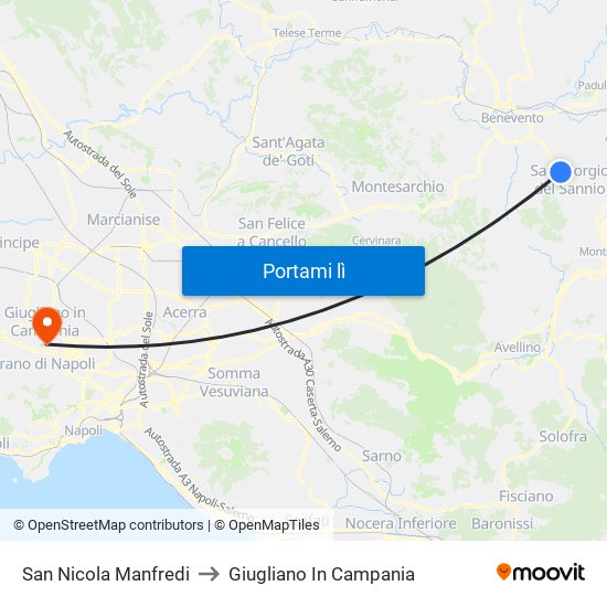 San Nicola Manfredi to Giugliano In Campania map