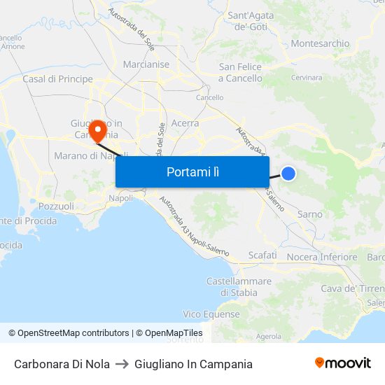 Carbonara Di Nola to Giugliano In Campania map